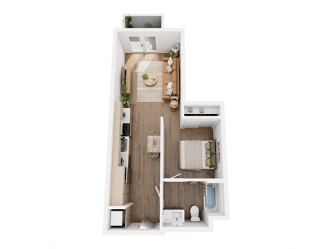 Floor plan for studio, 1 bath, 561 sqft